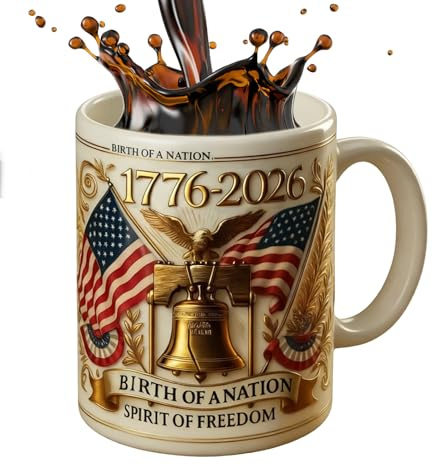 con Bandiera Americana,Ricordo della Coppa Patriottica del 250° Anniversario | Tazze in Ceramica di Tendenza 1776-2026 per Uomini,per Appassionati di Storia, Papà, Madre, Nonni