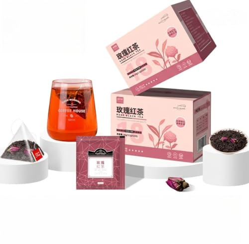 Rosen-Schwarztee | Schwarztee Mit Getrockneten Rosenblüten | Duftig & Sanft | Heiß Oder Kalt Gebrüht | Einzeln Verpackt | 64g (3,2g * 20)