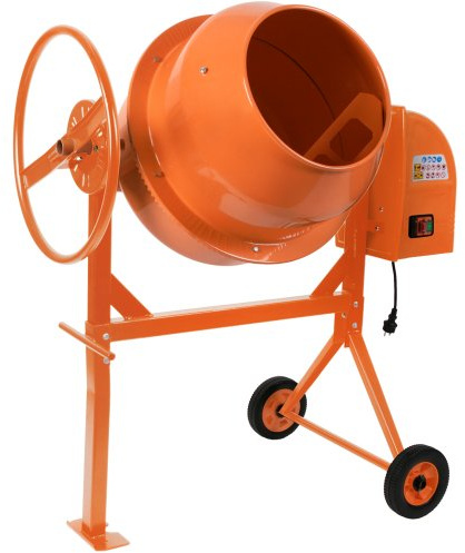 Bétonnière Électrique - Portable, 140 Litres, Moteur Puissant 650 W, en Acier, Orange - Mélangeur Malaxeur pour Ciment, Béton, Mortier, Plâtre, Chape