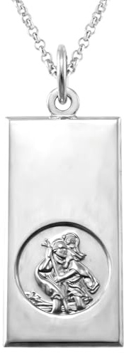 Alexander Castle 925 Sterling Silber Heiliger Christophorus Barren Anhänger Halskette - 30mm x 16mm St Christopher mit 18 Sterling Silber Kette & Schmuck Geschenk-Box