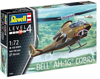 Revell 04956 - Modellbausatz Hubschrauber 1:72 - Bell AH-1G Cobra im Maßstab 1:72, Level 4, Orginalgetreue Nachbildung mit vielen Details, Helikopter -