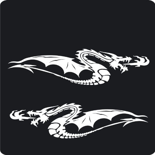 kleb-Drauf® - 2 Drachen/Gold - glänzend - Aufkleber zur Dekoration von Autos, Motorrädern und Allen Anderen glatten Oberflächen im Außenbereich; aus 19 Farben wählbar; in matt oder glänzend