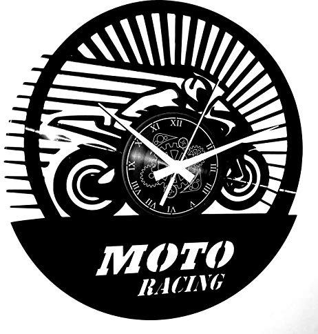 Instant Karma Clocks | Orologio da Parete Moto Racing in Vinile | Arredo Decorativo per Garage Officina Salotto | Idea Regalo per Motociclisti e Appassionati di Velocità