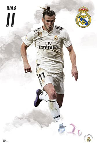 Real Madrid Fußball Bale 18/19 - Sport Poster Plakat - Größe 61x91,5 cm + 2 St Posterleisten Kunststoff 62 cm transparent