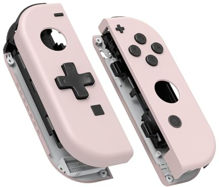 eXtremeRate NS Joycon Hülle & Buttons, DIY-Ersatz Gehäuse D-Pad Ver. Case Grips & Knöpfe Skin Shell Ersatzteil für Nintendo Switch/Switch OLED Joycon Controller-Rosa [KEIN Joy Con]
