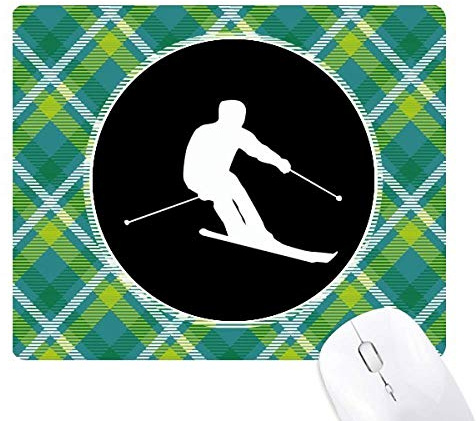 sport d'hiver le ski silhouette noire réseaux verte grille pixel tapis de souris