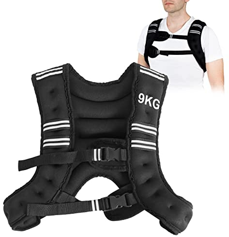 DREAMADE Gewichtsweste Trainingsweste, Fitnessweste aus SBR & Eisensand Füllung, verstellbare Laufweste mit Gurtschnalle & Schulterpads, Gewichte Weste für effektive Kraft und Ausdauertraining