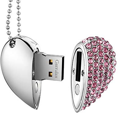 Garrulax USB Stick, Premium USB 2.0, Diamant Herzform 8GB / 16GB / 32GB / 64GB USB-Flash-Laufwerk Wasserdicht Memory Stick Speicherstick High Speed Übertragung