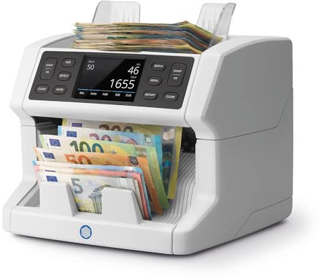 Safescan 2865-S Geldzählmaschine, Wertzählung für gemischte Banknoten - Banknotenzähler mit 7-facher Echtheitsprüfung - Geldzählmaschine mit mehrsprachiger Benutzeroberfläche