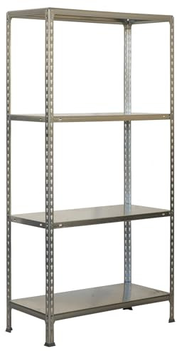 Simon Rack Estantería Metálica, 150x80x50 cm, 4 Alturas, Bandeja Metal, 70 kg de Punto Flexión, Estanterías Almacenaje, Galvanizado - Ecoclick