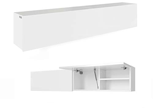 PLATAN ROOM Badschrank 80/120 / 160/200 / 240 breit Badmöbel Badezimmer Klapphängeschrank Schrank Hochglanz Matt Weiß (Weiß Matt/Weiß Matt, 160 x 30 x 25)
