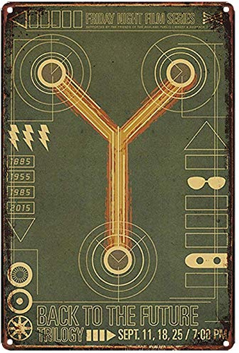 LINQWkk Original Retro Design Zurück in die Zukunft Blechschilder Wandkunst | Dicker Weißblech Druck Poster Wanddekoration