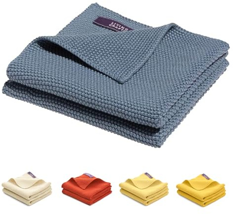 Living Crafts - Juno | Spültücher, 2er-Pack | Geschirrtücher, Saugfähige Geschirrtücher, Weiche Geschirrtücher, Reinigungstücher, Küchentücher, 28 x 28 cm (Indigo Blue)