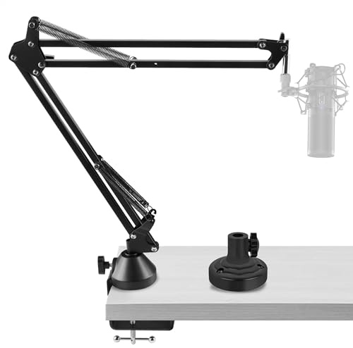Geekria Mikrofon-Boomarm mit verstellbarem Ausleger, kompatibel mit TONOR TC-777, TC30, TC40, TC-2030, Q9, ORCA001 – Desktop-Mic-Ständer mit Flansch für Podcast, Streaming, Aufnahme, Home Studio