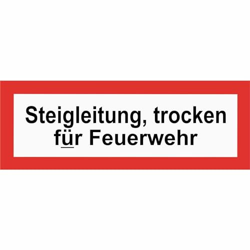 Indigos UG - Schild Brandschutz Steigleitung, trocken für Feuerwehr - 21,00 cm x 7,40 cm - Warnung - Sicherheit - Hotel, Firma, Haus - Aluverbundplatte 3mm - Hinweisschild - Warnschild