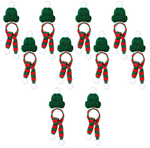 Warmhm 2sätze Mini Weihnachtsmütze Und Schal Ornamente Set Weihnachtsdeko Für Flaschen Tisch Und Baum Handgefertigte Strickdekorationen Für Festliche Anlässe Für Und Bastelprojekte