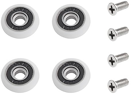 Qikuver 19mm Duschtürrollen, 4 Stück Duschtürrollen Duschkabine Rollen, Ersatzteile Duschkabinen Duschtür Schiebetür Ersatzrollen für Duschkabinentür, Obere und Untere Ersatzteile (19MM)