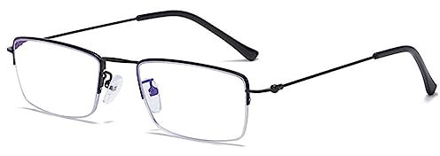 VEVESMUNDO Halbrand Blaulichtfilter Lesebrille Herren Damen Metall Rechteckig Design Sehhilfe Lesehilfe +1.0,+1.5,+2.0,+2.5,+3.0,+3.5,+4.0 (1 Stück Schwarz, 2.0)