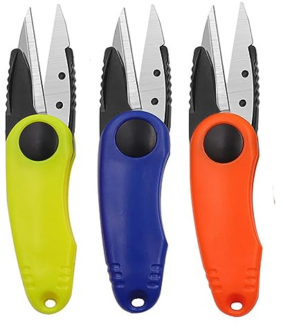 Lot de 2 pinces à fil de pêche pliables en acier inoxydable, coupe ligne de pêche en forme de crevette, ciseaux pliants, ciseaux pliants, outil de pêche en forme de crevette (jaune)