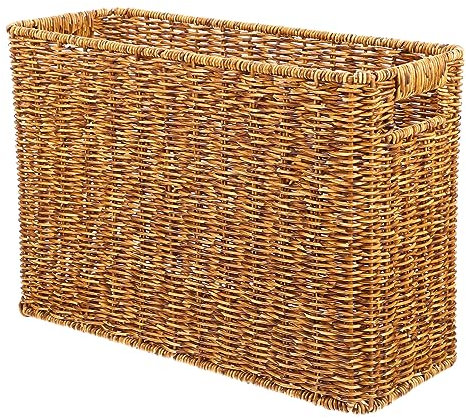 Zerodeko 1stück Woven Storage Basket Für Magazine Haushaltsorganisation Und Kleine Gegenstände Elegant Und Platzsparend Für Und Büro Braun Rechteckig