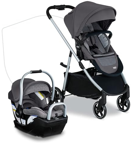 Britax Willow Grove SC Baby Travel System, Infant Car Seat and Stroller Combo with Alpine Base, ClickTight Technology, SafeWash, Pindot Stone