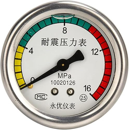 Rosca M14 0~25MPa Manómetro de presión de agua Accesorios de bomba de lavado de coche de alta presión Máquina de limpieza de lavadora Manómetro de lavadora a presión de coche/1055 (Color : 0 to 16mpa
