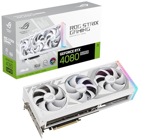 ASUS ROG Strix GeForce RTX 4080 SUPER 16GB GDDR6X White Edition Gaming Graphics Card (Nvidia GeForce RTX4080 DLSS 3, PCIe 4.0, 2X HDMI 2.1a, 3X DisplayPort 1.4a, ROG-STRIX-RTX4080S-16G-WHITE, White)