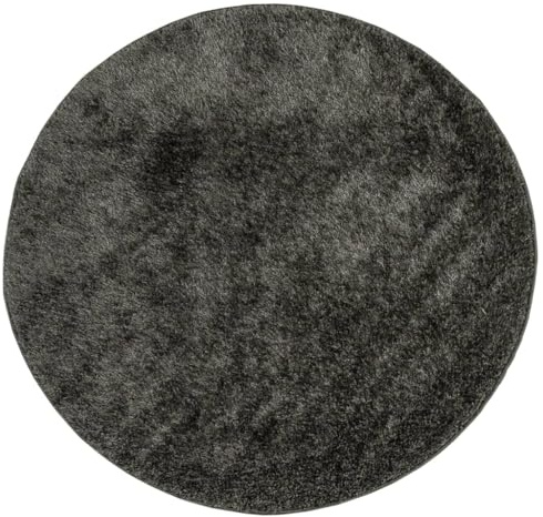 vidaXL Teppich, Wohnzimmerteppich Hochflor Langflor, Moderner Teppich Rund für Wohnzimmer Schlafzimmer, Flauschig Einfarbig rutschfest, Glänzend Anthrazit Ø 100cm