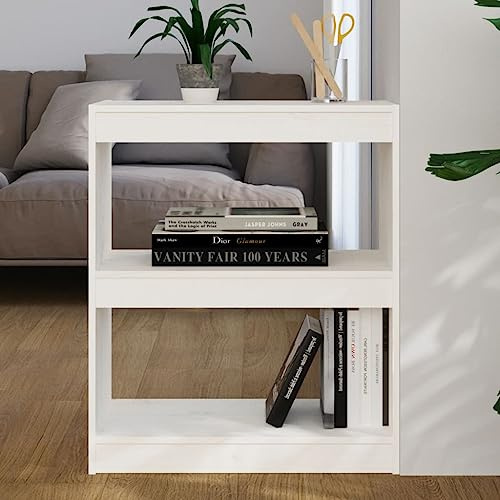 CKioict Eckvitrine Modernes Standregal Wohnzimmermöbel Bücherregal/Raumteiler Weiß 60x30x71,5 cm Massivholz Kieferfür Wohnzimmer Schlafzimmer und Homeoffice
