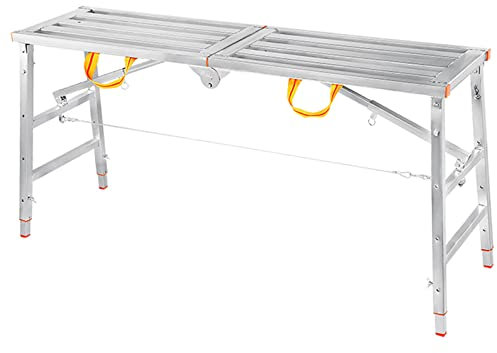 KAYEF Klappgerüstturm, Gerüst aus verzinktem Stahl, Arbeitskapazität, tragbar, einfacher Transport und Lagerung für die Renovierung von Häusern (horizontale Ebene, 39,9 x 162,99 Zoll)