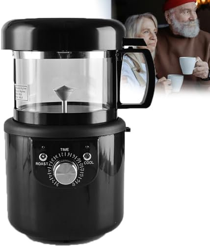 Timing Electric Coffee Roaster, Commercial Single Knob Coffee Bean Grinder, with Transparent Viewing Window, Homecafe Baking Machine for Grains Peanuts Tea Nuts Sesame Soybean