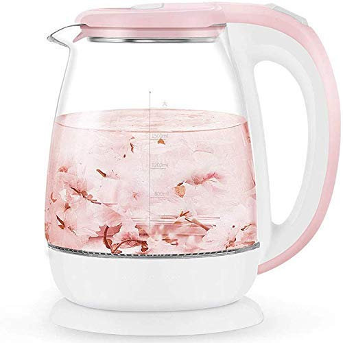 CGCSYZ Bouilloire électrique en Verre, 1,8 litres avec LED Lumineuse, sans BPA, avec Couvercle intérieur et Fond en Acier Inoxydable, Mise Hors Tension Automatique 1500 W/Rose/8 L (Rose 8 L)
