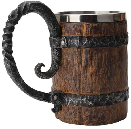 AXIKALB Boccale da birra in resina di legno in acciaio inox a doppio strato creativo personalizzato serbatoio interno tazza da ufficio