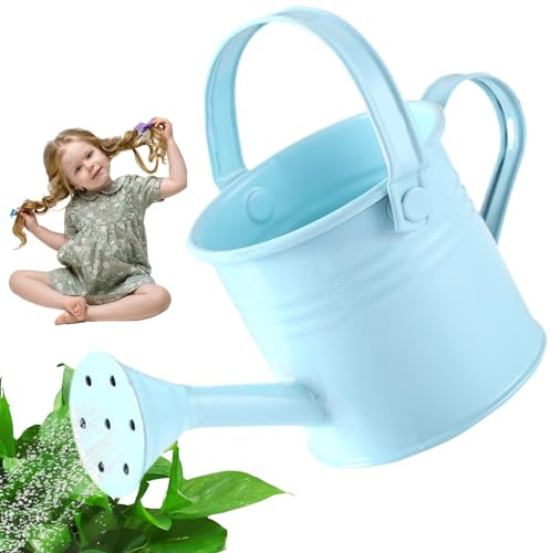 Wedhapy Mini regadera pequeña regadera 2.8 x 4.7 Pulgadas regadera para niños con asa regadera de Metal Inoxidable regadera portátil para Interiores para jardín Color Azul Claro
