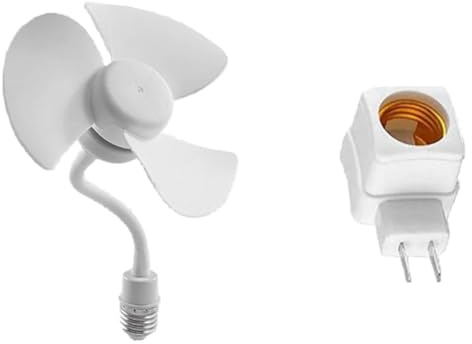 Pluuttiem E27-Universalventilator zum Einschrauben, Deckenventilator mit 3 Flügeln und E27-Gewindesockel, Geräuscharmer Lüfter, Deckenventilator mit E27-Gewinde