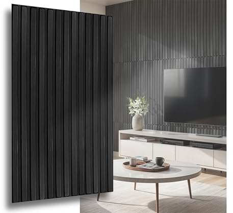 Panneaux 3D en polystyrène - Panneaux de plafond XL - Panneaux muraux - Décoration - Lamelles en polystyrène - Revêtement mural - 3 mm d'épaisseur - 100 x 50 cm - 3 m² - 6 pièces (Noir 3D Slats XL)