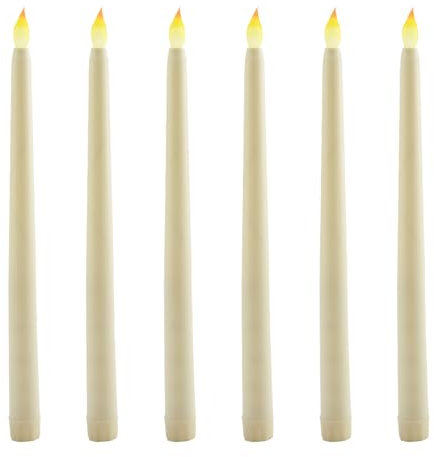 Lot de 6 Bougies à LED Bougie Led Flamme Vacillante Bougie à Piles d'Ivoire Fonctionnant Fausse Bougie Décorative Bougies Longues LED pour Noël Pâques Table Mariage Anniversaire Fête Décoration