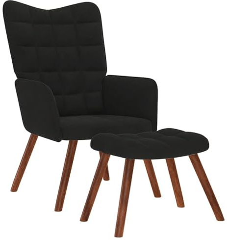 vidaXL Relaxsessel mit Hocker Schwarzer Samt