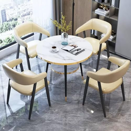 Modernes Büro Empfangsraum Club Tisch und Stuhl Set mit Verhandlungstisch und rundem Konferenztisch für 4 Personen ideal für Hotellobby oder Café Meetings