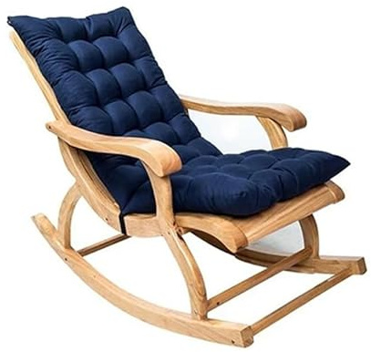 MAQDDO Deckchair Cushion Rocking Chair Cushion Garden Chair Seat Pad Quilted Thick Pearl Cotton Filled Soft with Ties for Outdoor For Indoor Outdoor(Blue)
