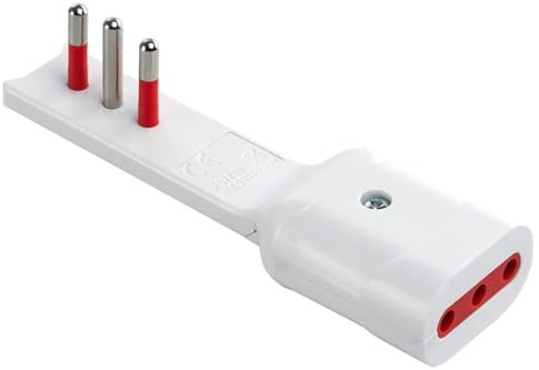 Adattatore ultrapiatto salvaspazio, bianco, spina piccola 10A, presa piccola 10A, adattatore flat extra-piatto, ideale per installazioni in spazi ristretti come dietro mobili o elettrodomestici