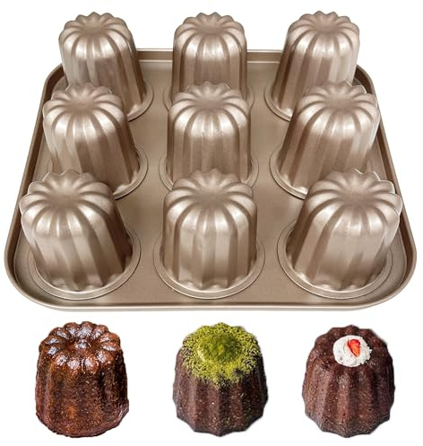 duoyif Backformen Kuchenform Cupcake-Form, Brot Form, Antihaftbeschichtung, Robuster Kohlenstoffstahl, Muffinform Backformen Für Backen Kuchen Brot Muffin Brownie Kekse (Cannelés, 7cm)