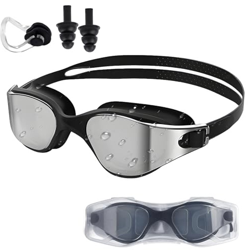 SI SEN Lunette Piscine Adulte, HD Antibuée Lunettes Piscine Adulte Homme Femme, Lunette de Piscine avec Pince-nez et Bouchons d'Oreilles, pour la Natation et le Triathlon