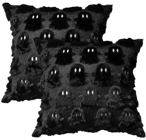 Artoid Mode Juego de 2 fundas de cojín de piel artificial suave para Halloween, 45 x 45 cm, terciopelo de felpa, decoración para el dormitorio