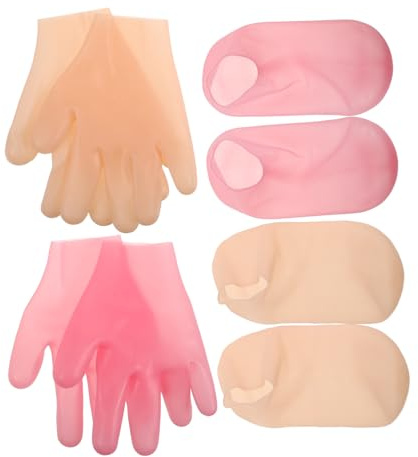 WOFASHPURET Silikon Fußmaskensocken Peeling Satz Elastisch für Trockene Rissige Füße und Hände Feuchtigkeitsspendend Spa Schutz für Frauen und Männer Fußpflege zu Hause und Salon