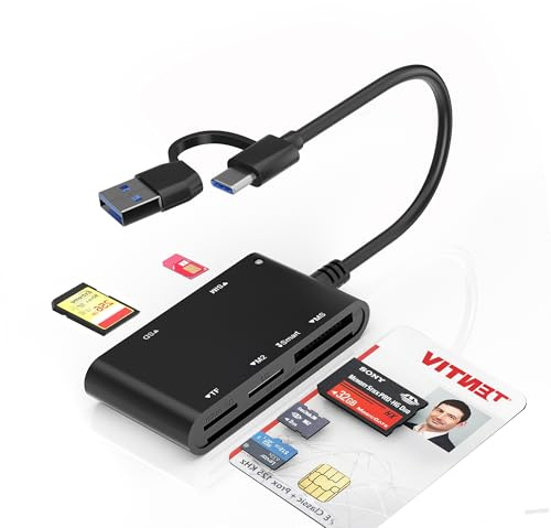 Typ C/USB SIM-Kartenleser - 7-in-2 SIM Karten Lesegerät für SIM, SD, M2, MS, Micro-SD, MMC, Smart Karten, Memory Stick Pro Duo Adapter, M2 Lesegerät, Chipkartenlesegerät Leser ISO 7816 Klasse A,B,C