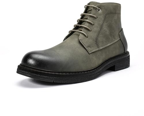 Allthemen Hombre Botas Derby Punta Redonda Botines Cordones Cuero Brillante Moda para Trabajo Informal