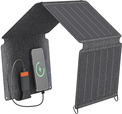 HOMCOM 36W Foldable Solar Panel, Portable Solar Charger with Type-C to USB-A Charging Port and Carrying Bag, IP67 Waterproof ETFE Power Supply for Outdoor Camping & Hiking