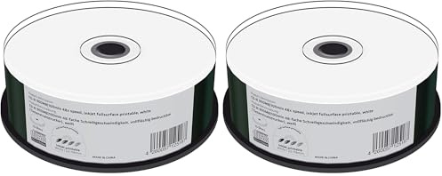 CD-R 900 MB|100 min velocità di Scrittura 48x, stampabile su Tutta la Superficie (Stampante a Getto d'inchiostro), 25 scatole per Torte (Confezione da 2)