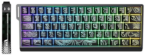 Asixxsix Teclado inalámbrico de 61 Teclas, Conexión de Modo Triple Bluetooth con Cable USB 2.4G Teclado de Juego retroiluminado RGB con Receptor, portátil Recargable del 60%